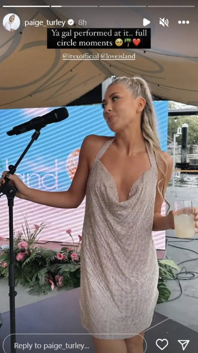 Paige Turley performed at the Love Island final viewing party