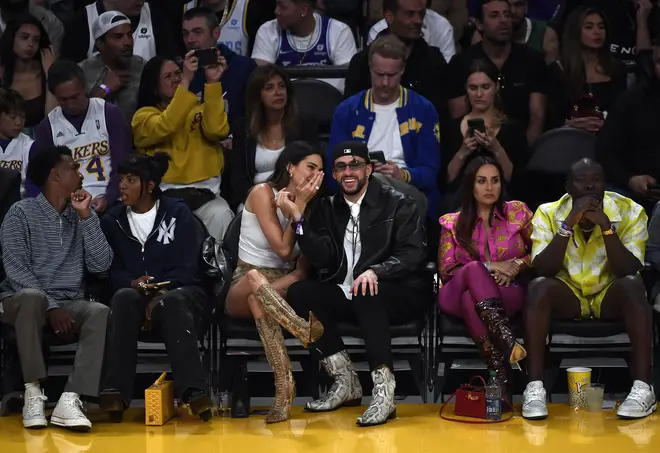 Kendall Jenner and Bad Bunny at a Lakers game