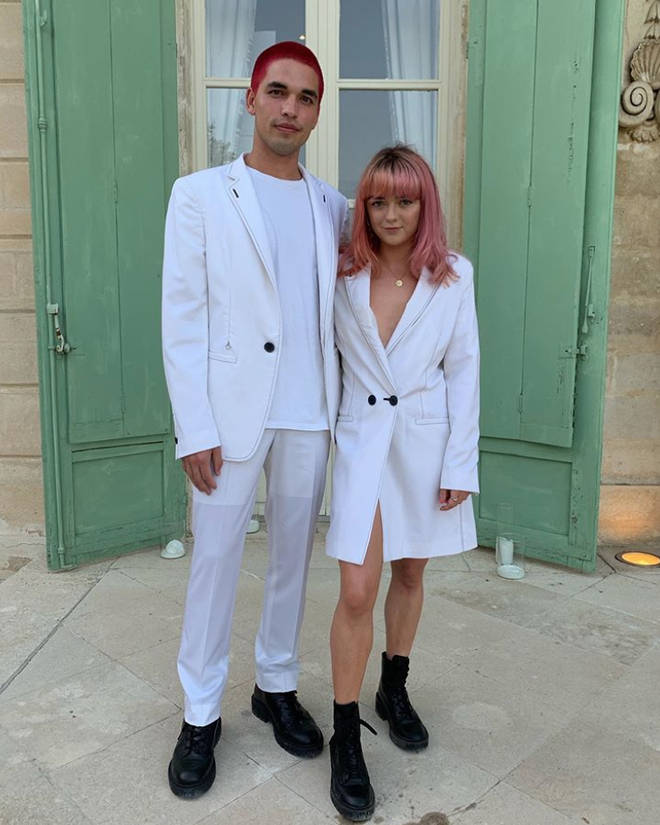 Maisie Williams and her boyfriend looked as chic as possible for Sophie Turner's pre-wedding party