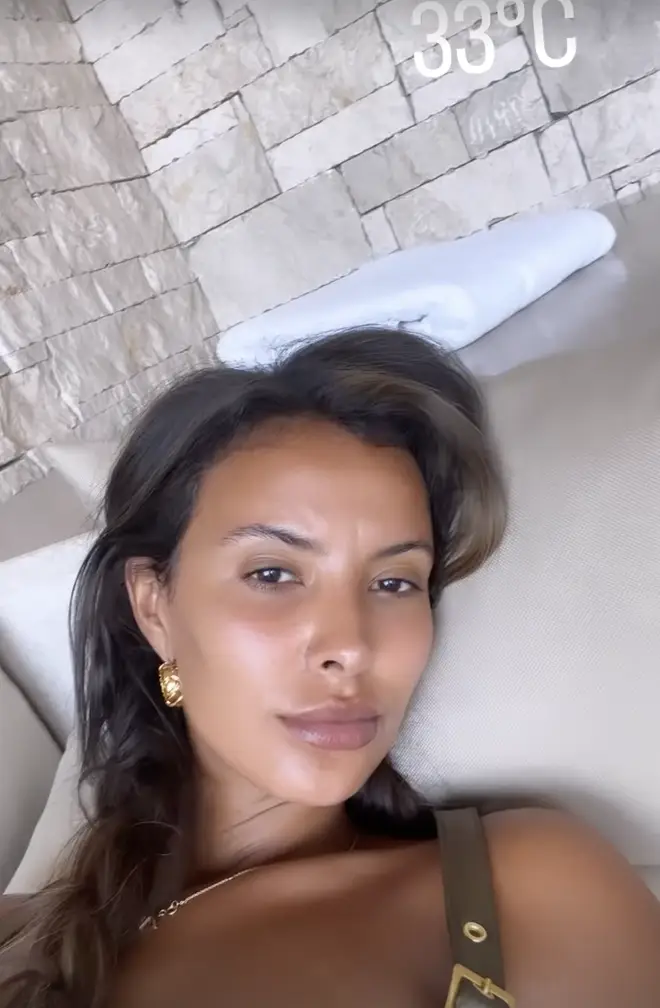 Maya Jama's selfie on holiday matched the background of a clip Stormzy included in his holiday TikTok