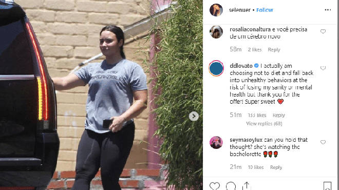 Demi Lovato clapped back at a fat-shaming troll