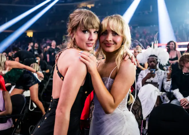 Taylor Swift and Sabrina Carpenter at the 2023 Video Music Awards at Prudential Center