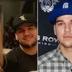 Rob Kardashian and sister Khloe alongside an old photo of him wearing a blue hat