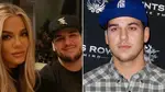 Rob Kardashian and sister Khloe alongside an old photo of him wearing a blue hat