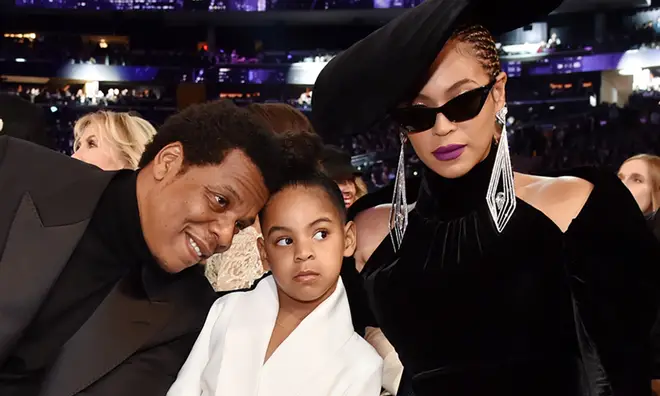 Beyonce with Jay-Z and her eldest child, Blue Ivy