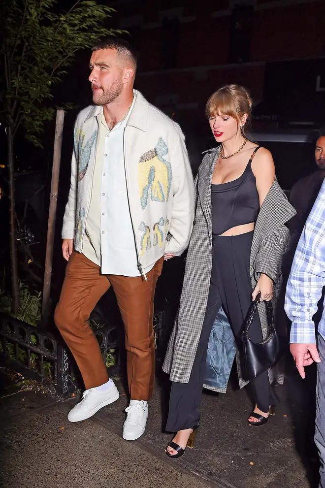 Travis Kelce and Taylor Swift are seen leaving the SNL after party