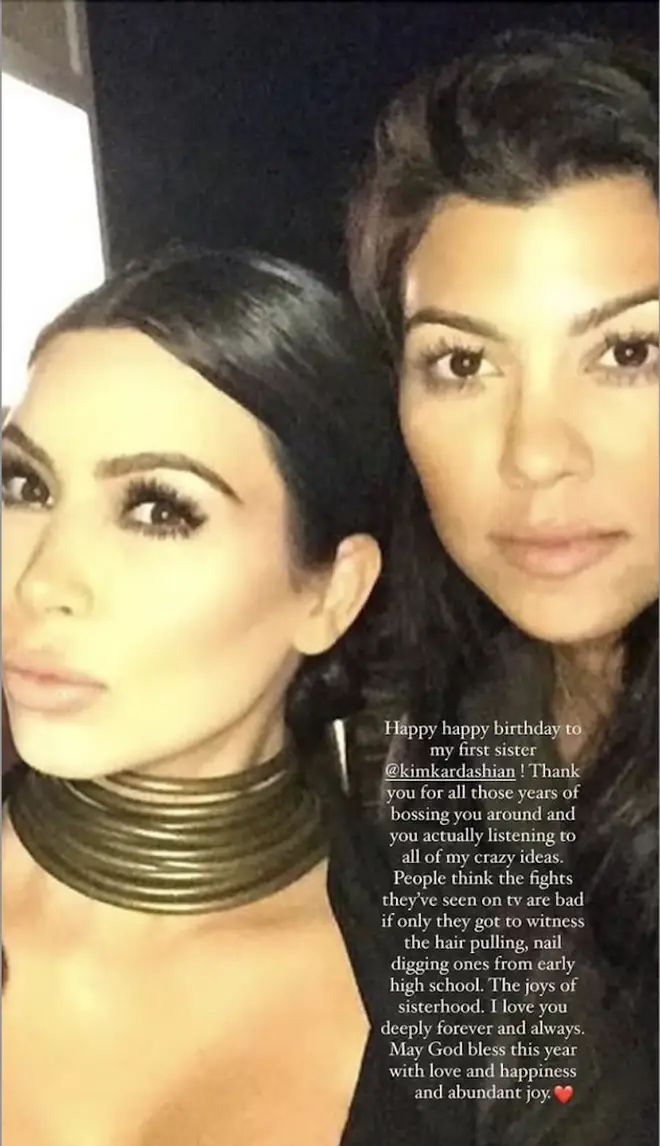 Kourtney wishes Kim a Happy Birthday on her Instagram story