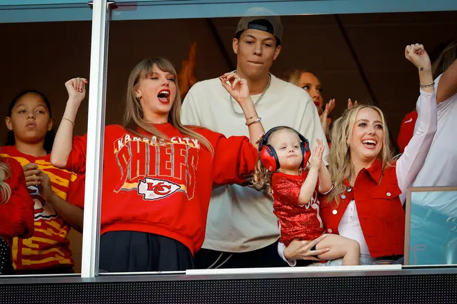 Taylor Swift cheers on her boyfriend Travis Kelce with friend Brittany