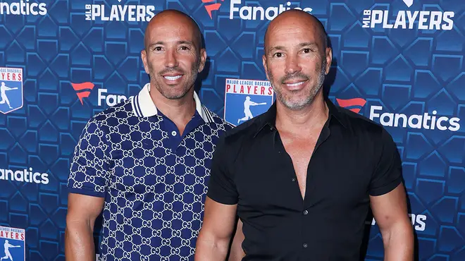 Jason and Brett Oppenheimer in shirts on the red carpet