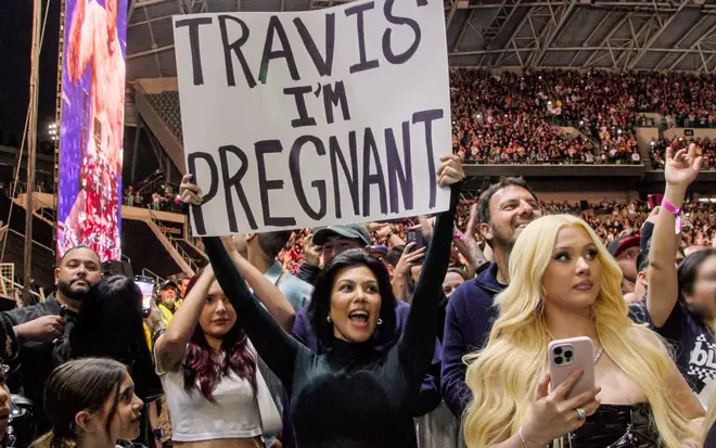 Kourtney announced her pregnancy at a Blink-182 concert