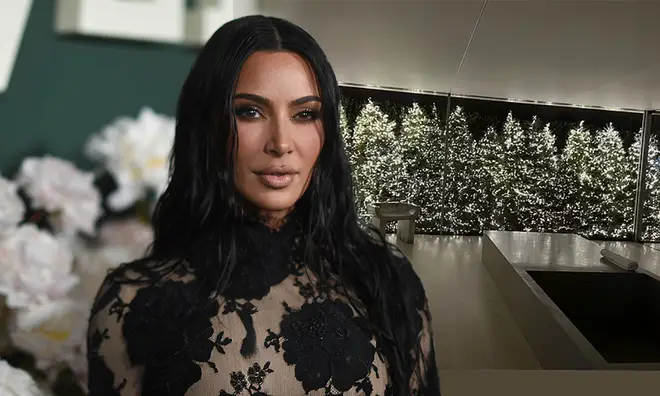 Kim Kardashian has Christmas trees lining her bathroom windows