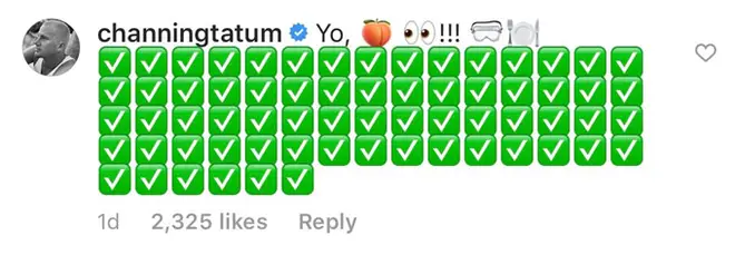 Channing Tatum's Instagram comment.