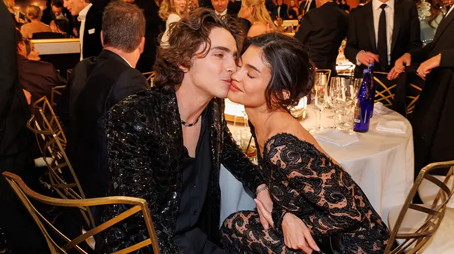 Kylie Jenner and Timothee Chalamet kissing at Golden Globes