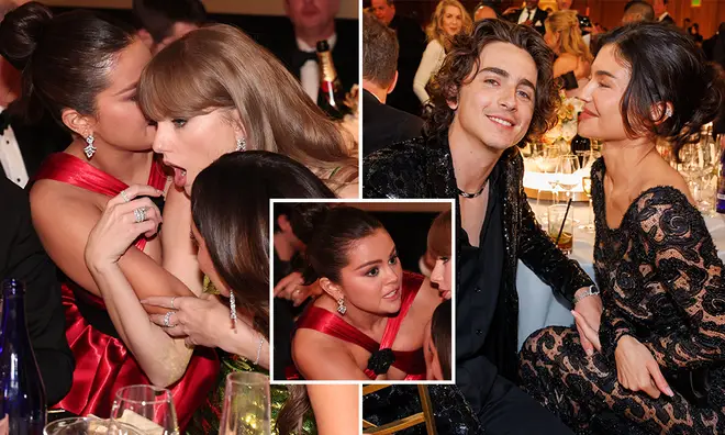 Selena Gomez was spotted whispering to her girls Taylor Swift at the Golden Globes