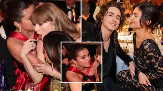 Selena Gomez was spotted whispering to her girls Taylor Swift at the Golden Globes
