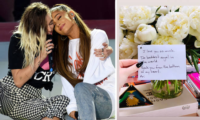 Ariana Grande gifts Miley Cyrus flowers & an adorable note
