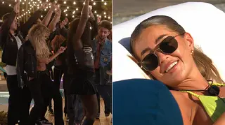 The Love Island punk party next to a picture of Georgia Steele sunbathing