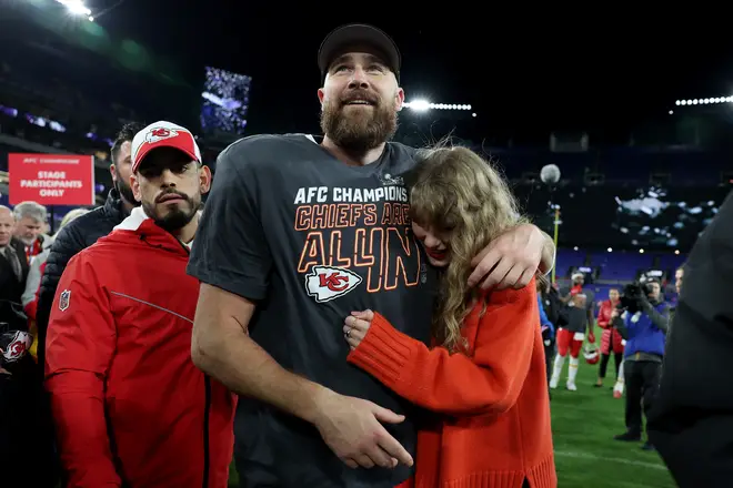 Taylor and Travis after the Chiefs vs Baltimore game