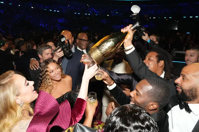 Adele, Beyoncé, Jay-Z, and Rich Paul at the 65th GRAMMY Awards