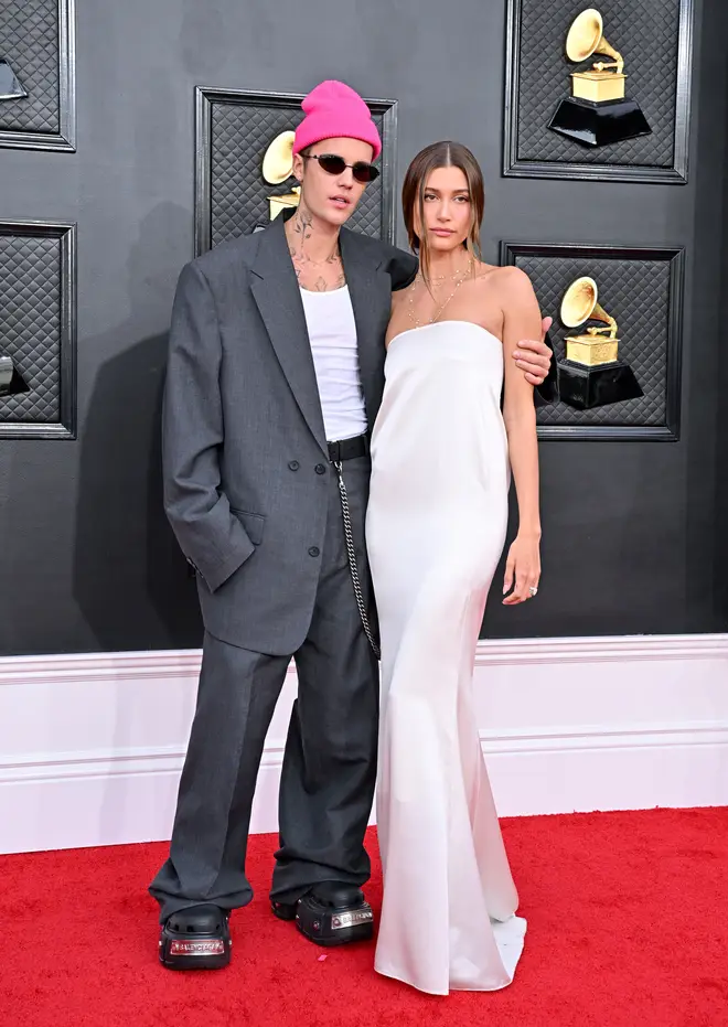 Justin Bieber and Hailey Bieber at the 64th Annual GRAMMY Awards