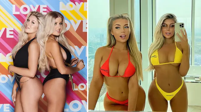 Jess and Eve during Love Island in 2020 (L) and (R) more recently