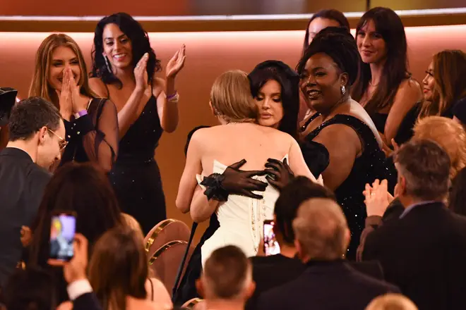 Taylor and Lana share a sweet moment at the Grammys 2024