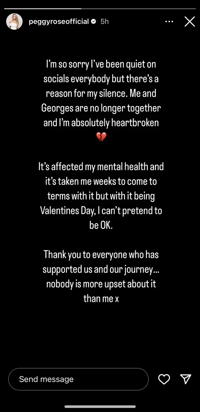 Peggy uploaded an Instagram story announcing her breakup with Georges