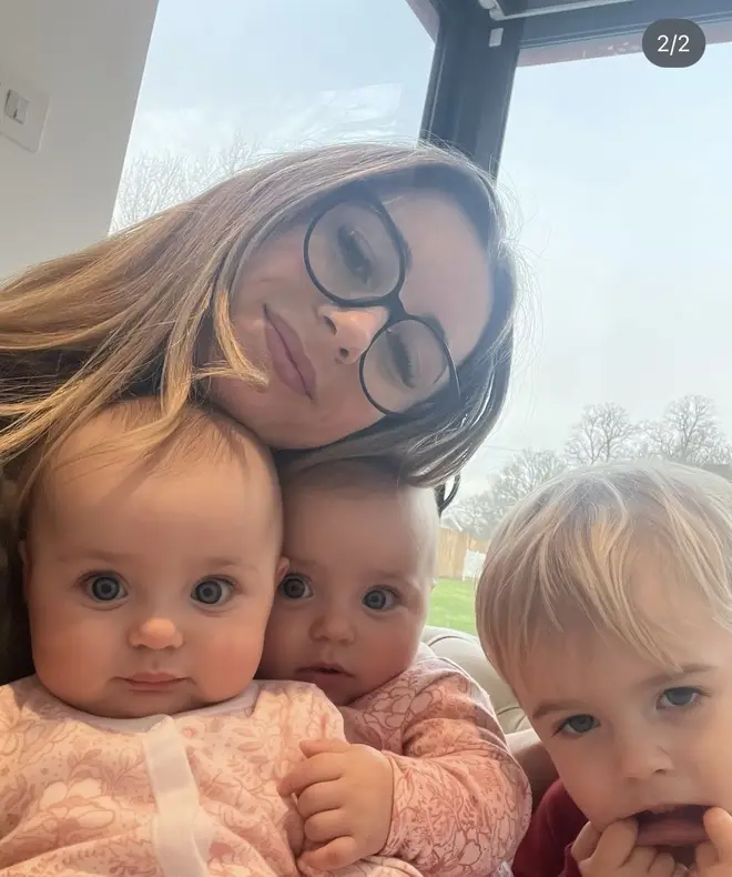 Dani Dyer with her twin daughters Summer and Star with son Santiago