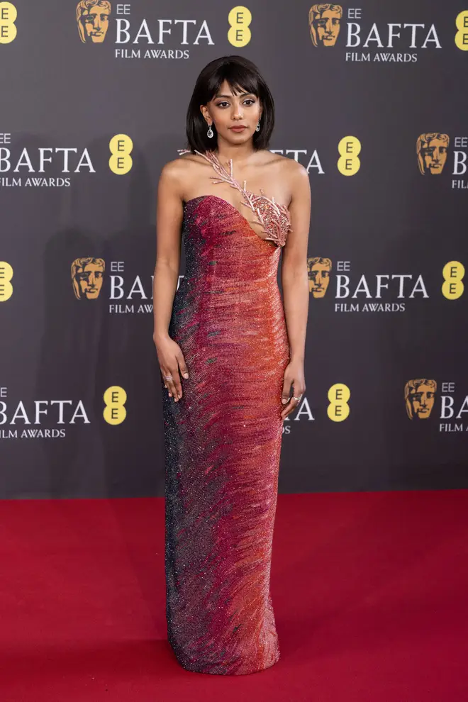 Charithra Chandran attends the 2024 EE BAFTA Film Awards