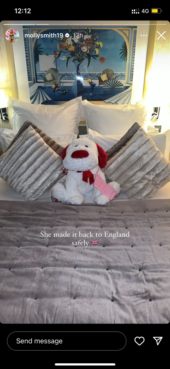 Tom Clare gifted Molly Smith a stuffed toy dog on Valentine's Day in the villa.
