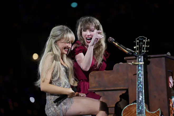 Sabrina Carpenter duets 'White Horse' with Taylor Swift on her Eras Tour.