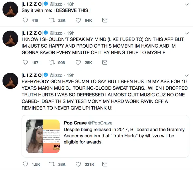 Lizzo was thrilled to see her 2017 song was gaining recognition