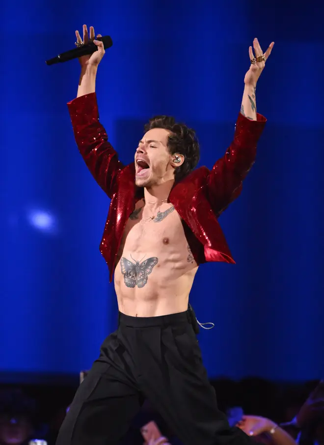 Harry Styles performing at The BRITs 2023