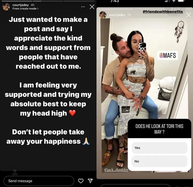 Courtney took to Instagram to hit back at Jack for his unfair portrayal of her