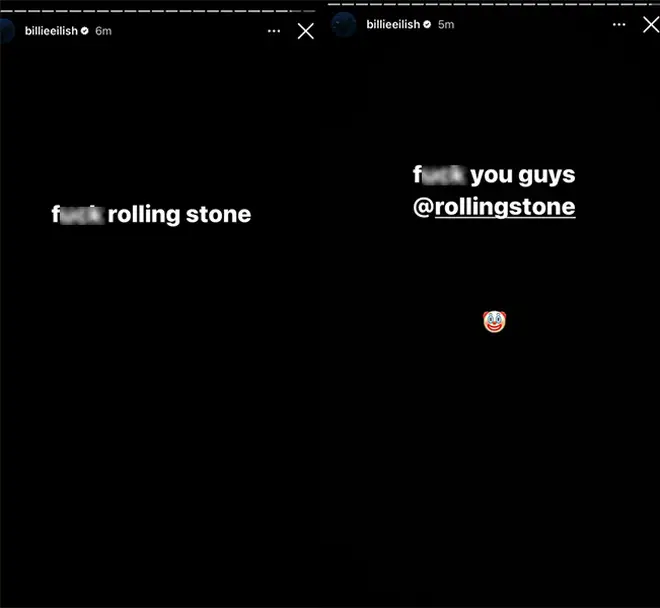 Billie called out Rolling Stone on her IG story