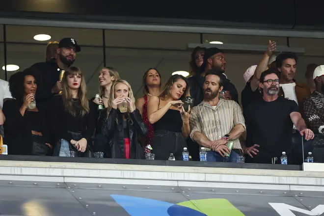Taylor Swift was seen attending a football game with Ryan Reynolds, wife Blake Lively and Hugh Jackman