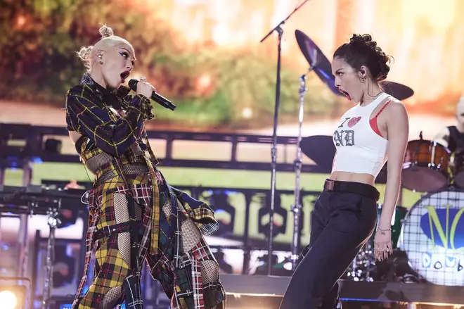 Gwen Stefani of No Doubt and Olivia Rodrigo perform on Coachella Stage
