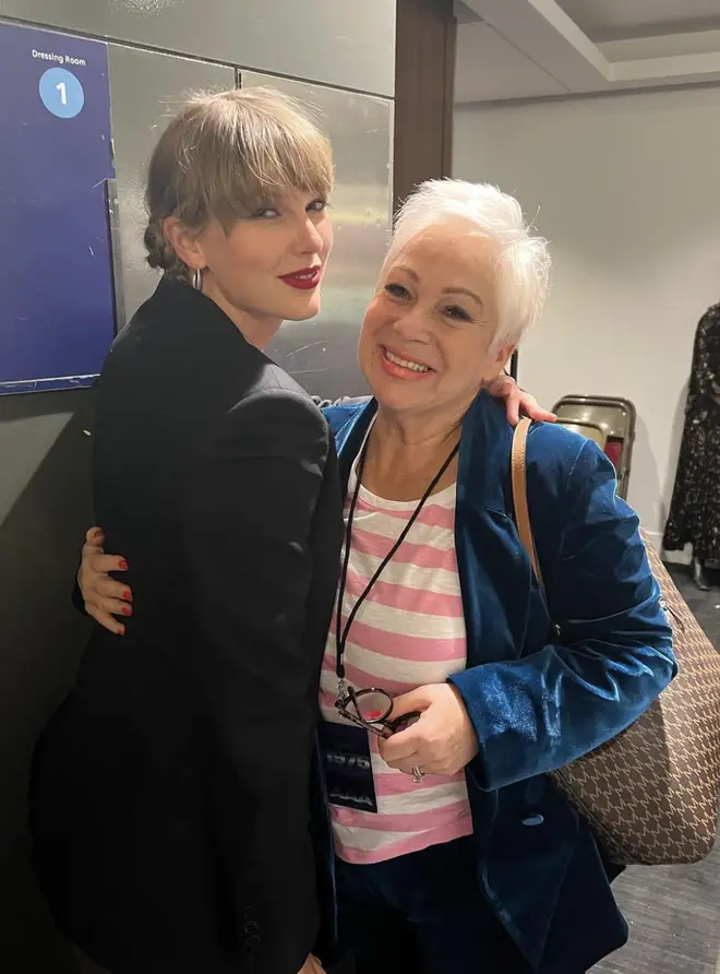 Denise Welch posted this picture with Taylor Swift after The 1975's O2 show in January 2023