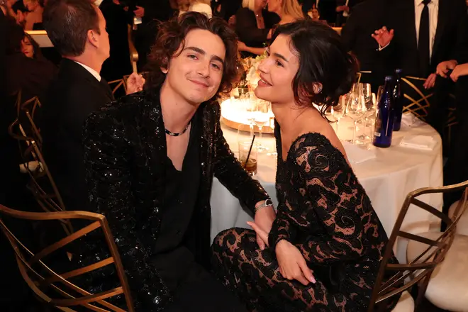 Timothee Chalamet and Kylie Jenner at the Golden Globe Awards 2024