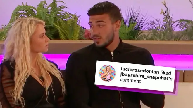Love Island's Lucie liked a comment about Tommy Fury missing out on her