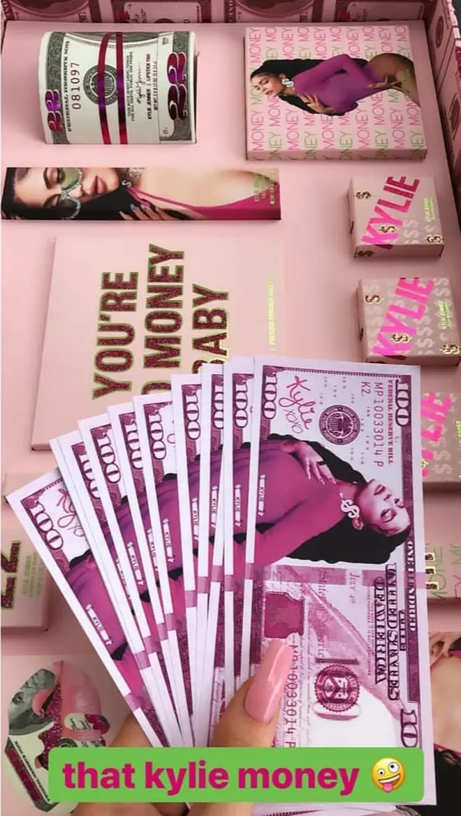 Kylie Jenner Instagram stories money makeup theme