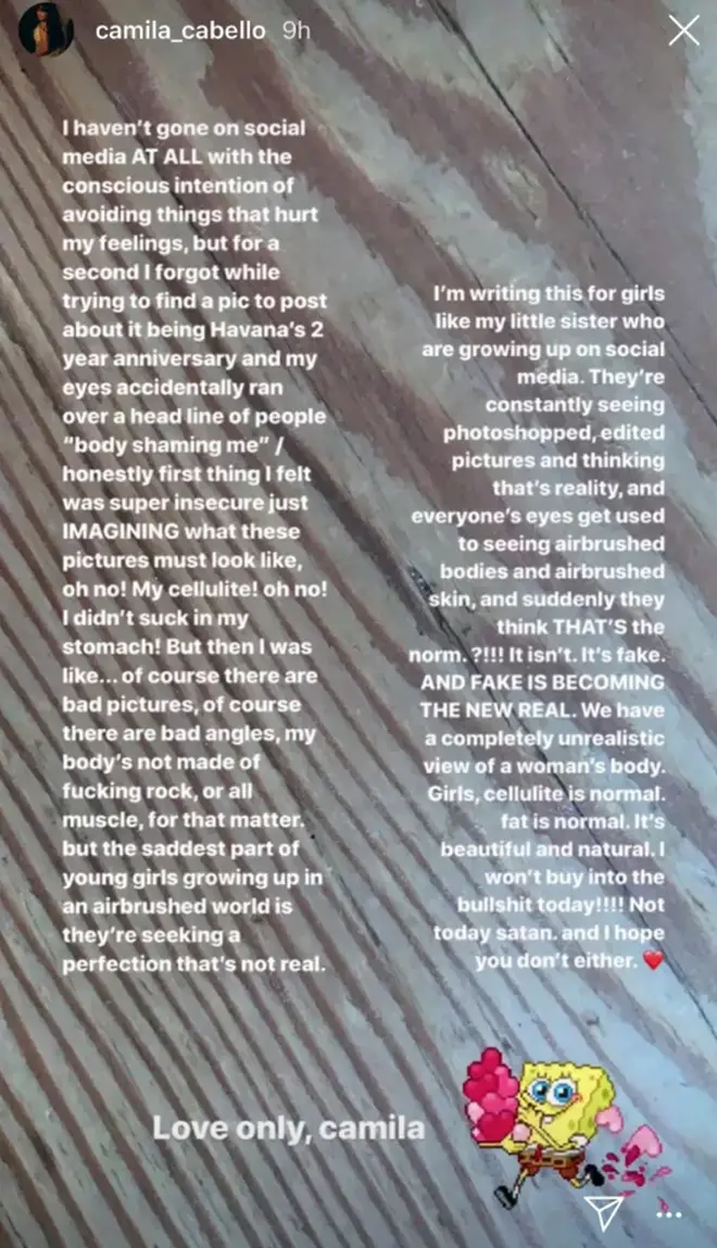 Camila Cabello Instagram Story.