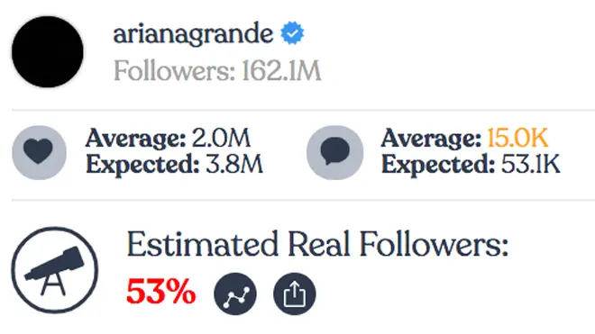 Ariana Grande - Instagram fake followers