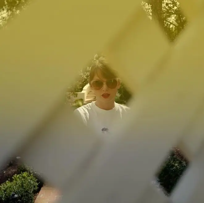 Taylor Swift captioned her photo, "Okay NOW there are five holes in the fence"