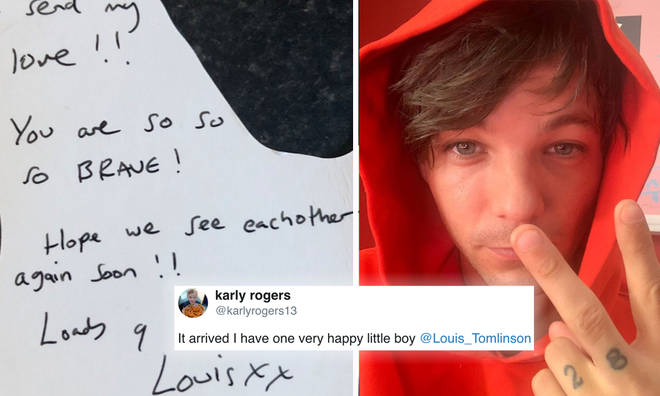 Louis Tomlinson sends a young fan a note and hamper of toys
