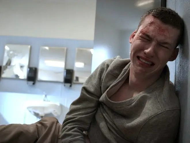 Tyler Down bathroom assault scene in 13 Reasons Why season 2