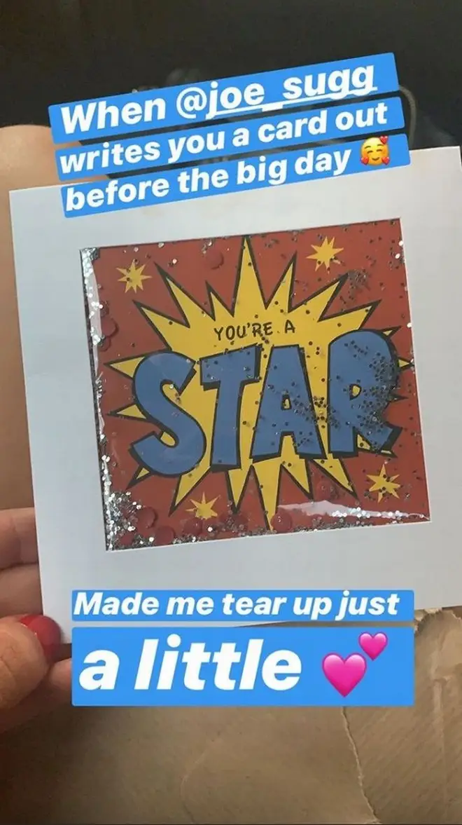 Joe Sugg Gives Diane Buswell Good Luck Card