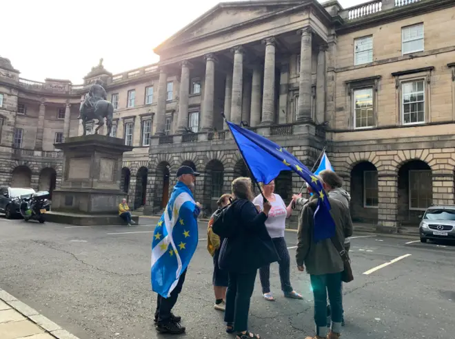 Protesters outside Court of Session in Edinburgh