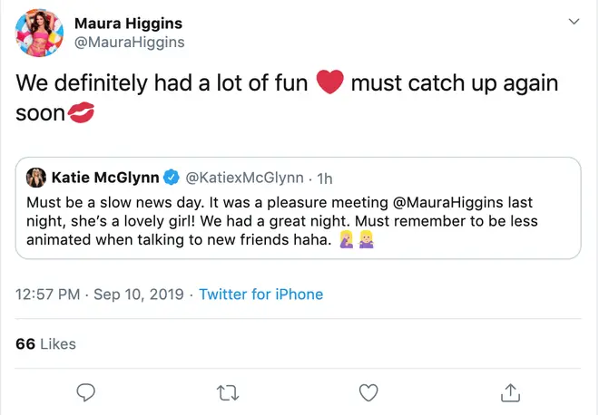 Maura Higgins and Katie McGlynn cleared up any rumours of a row