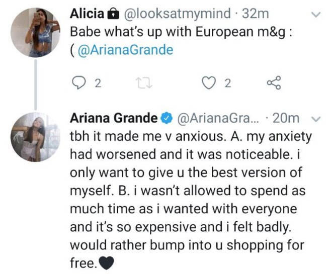 Ariana Grande explains why she cancelled her m&g's